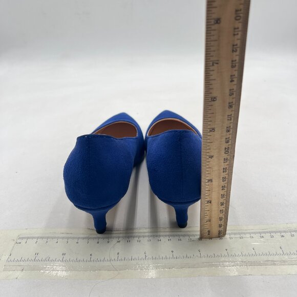 YDN Royal Blue Suede Kitten Heel Pumps Pointed Toe Dress Shoes for Office Lady - Picture 4 of 9
